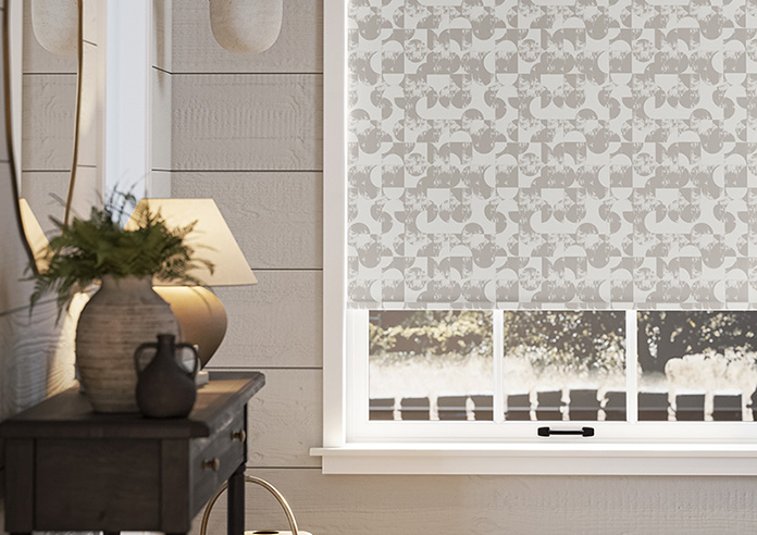 Circular Relief Print, Pebble Grey - Twist&Fit Roller Blind - Image 5